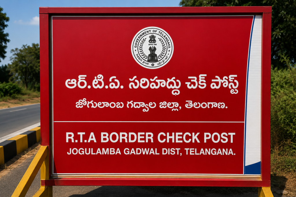 Telangana: Unofficial State Emblem on RTA checkpost barricade sparks row